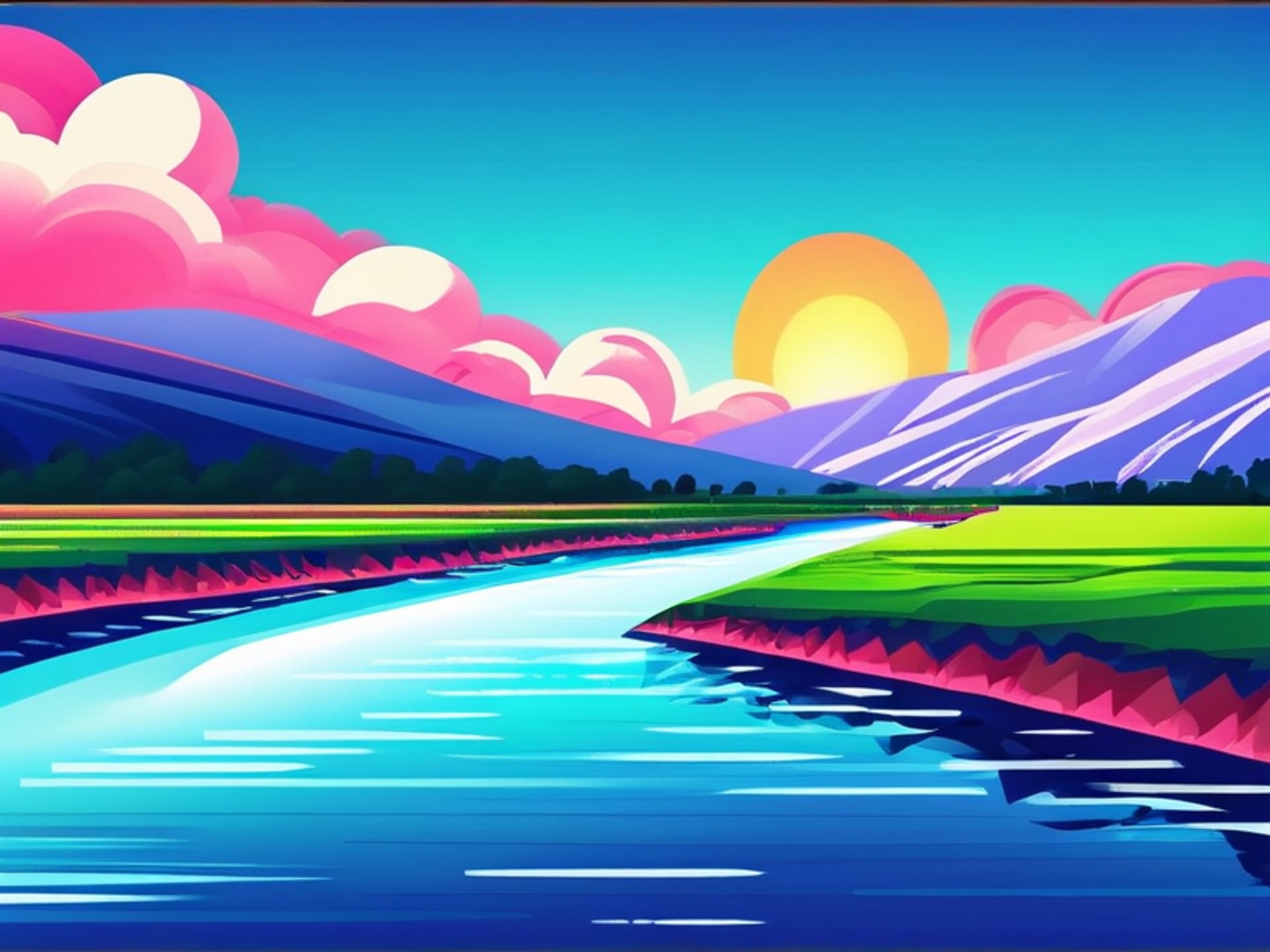 Conceptual digital art, a fast-moving river of diverse, beautifully designed Pins flows from a phone screen into the header of a sleek website, with arrows and motion lines showing direction, vibrant colors, bold, dynamic