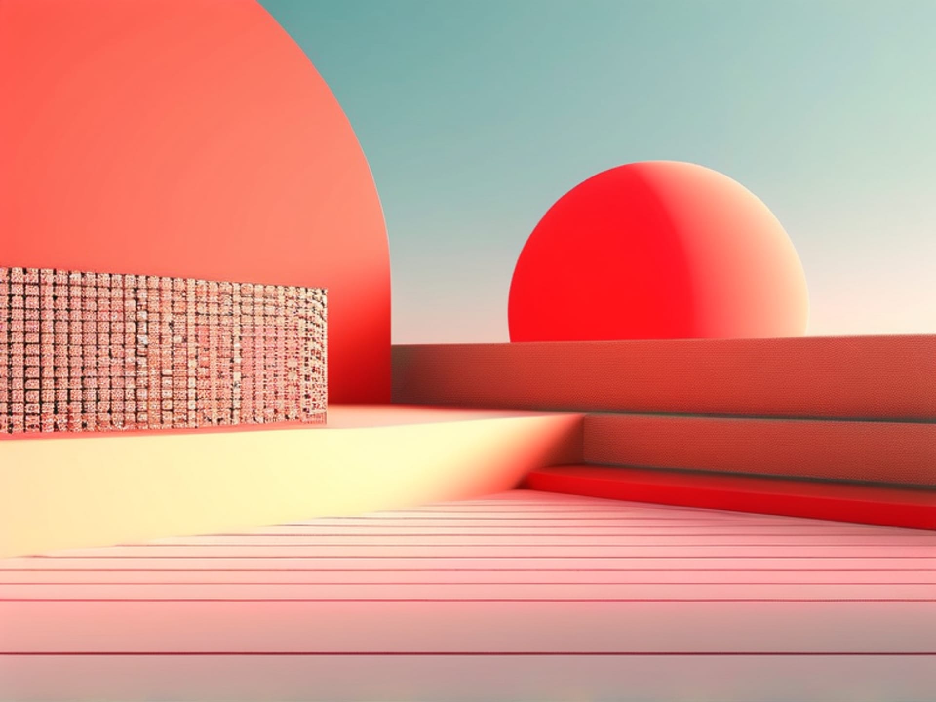 Minimal 3D render of a bright red 